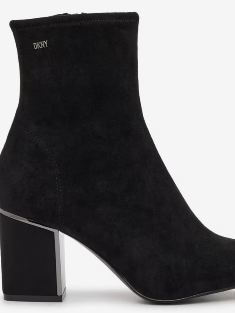 DKNY Black Suede Block-Heel Ankle Boots